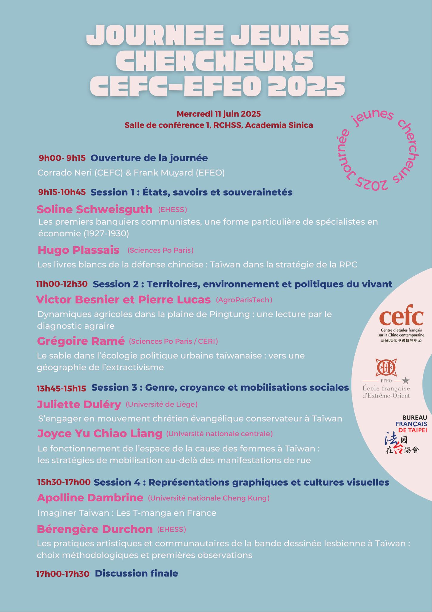 Programme de la Journ&eacute;e Jeunes Chercheurs 2025 (CEFC / EFEO)