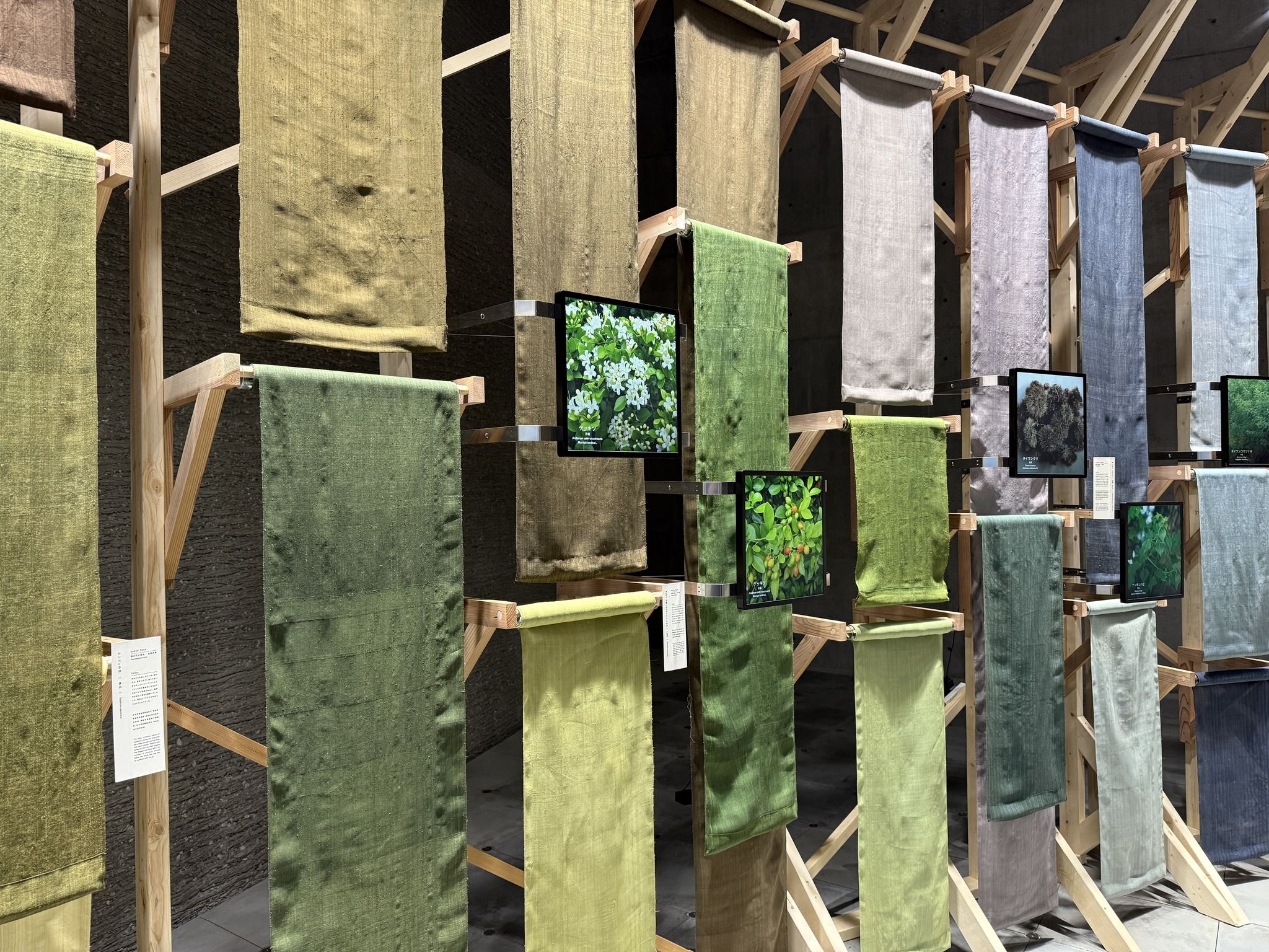 現場出展的《台灣色譜》，上頭有小型螢幕說明，方便觀者理解是何種植物（鄭仲嵐攝）
