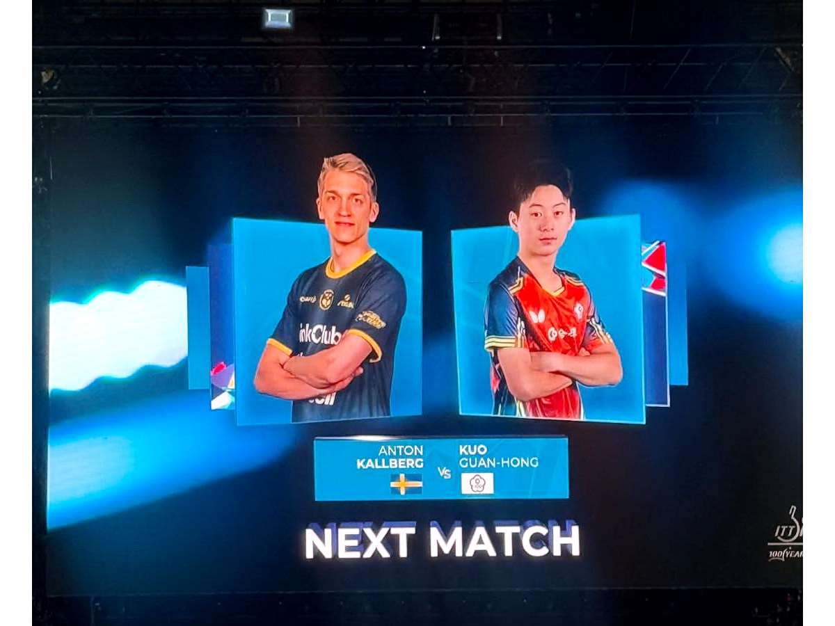 今年倫敦ITTF世錦賽,郭冠宏對戰安東卡爾伯格(Anton Kallberg),是他目前印象最深刻的比賽 (郭爸提供)
