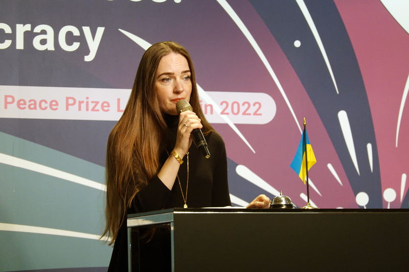 Die ukrainische Menschenrechtsaktivistin Oleksandra Matviichuk warnte am gestrigen Mittwoch in Taiwan vor den Auswirkungen eines russischen Sieges auf Demokratien.  (Foto: CNA)