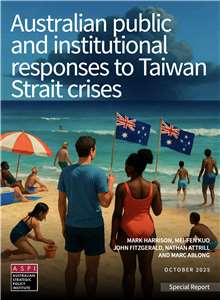 Screenshot vom Coverbild des Reports unter https://aspi.s3.ap-southeast-2.amazonaws.com/wp-content/uploads/2025/10/29104630/Australian-public-and-institutional-responses-to-Taiwan-Strait-crises.pdf
