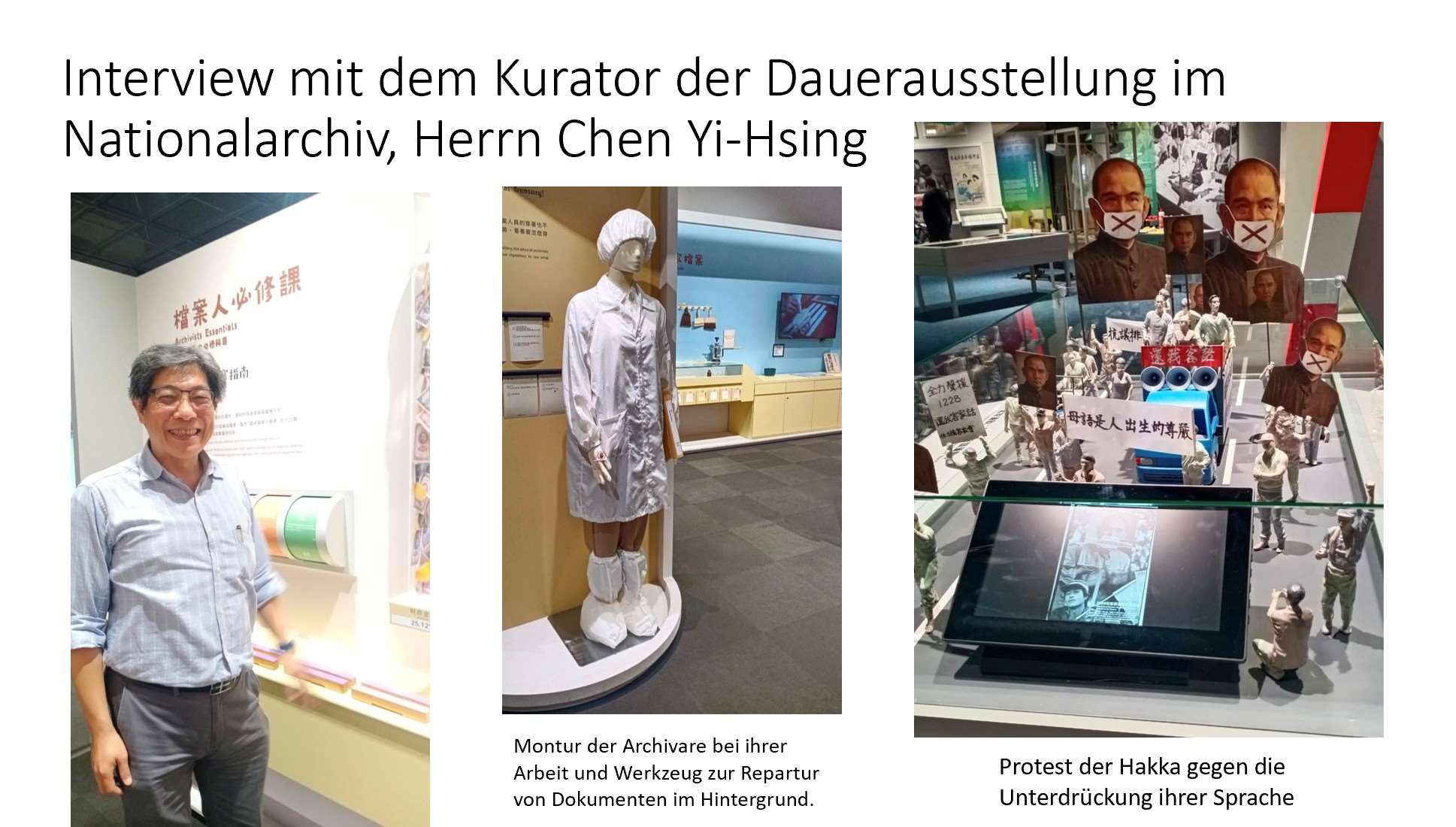 Interview mit dem Kurator der Dauerausstellung des neu eröffneten Nationalarchivs in Linkou, Herrn Chen Yi-Hsing