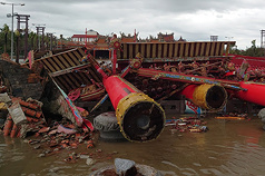 Der Nankunshen Daitian Tempel in Tainan wurde durch Taifun Danas stark beschädigt (Foto: CNA