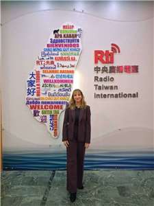 Leila Schneider, Politikreferentin und Leiterin der Wirtschafts- und Kulturabteilung am Deutschen Institut Taipei, der deutschen Auslandsvertretung in Taiwan, zu Besuch bei Radio Taiwan International