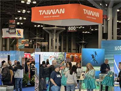 Der Taiwan-Stand auf der 2026 New York Travel and Adventure Show (Foto: CNA)