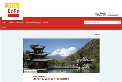 Screenshot der Webseite zur Auslandsakademie Taiwan – das fünfte Modul des China-Kompetenz-Projekts, das vom BMFTR gefördert wird (https://www.chin-kobe.de/modul-5-auslandsakademie-26141.htm)