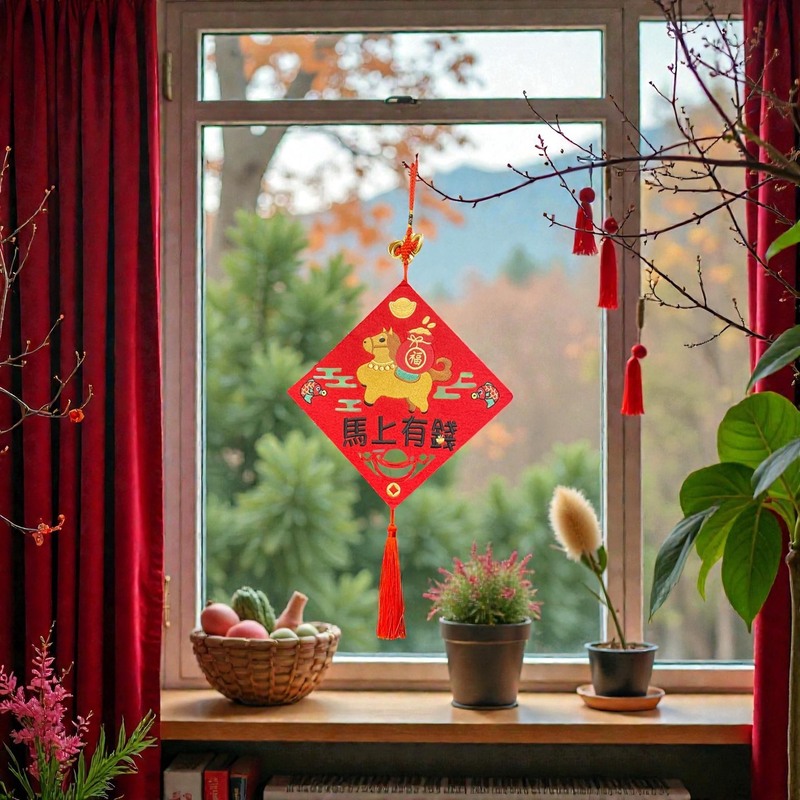 Fensterschmuck für "Glück und Wohlstand im neuen Jahr des Pferdes" (Foto: Dadaocheng Creative District Development Association, CNA) 