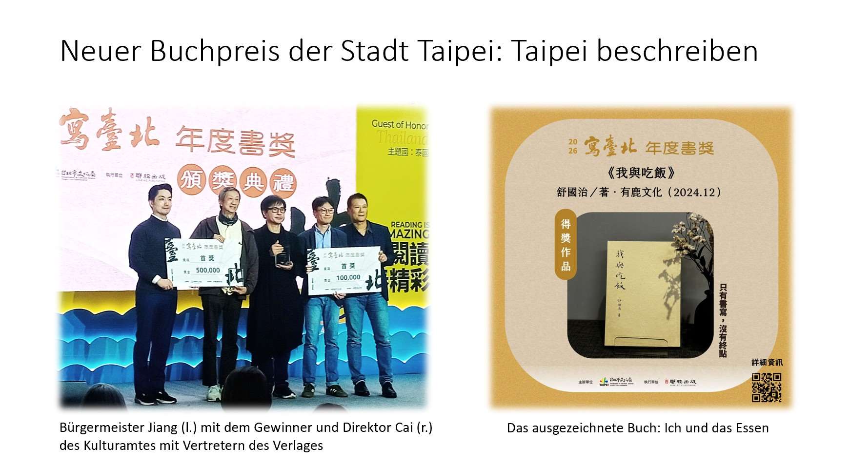 Neuer Buchpreis der Stadt Taipei