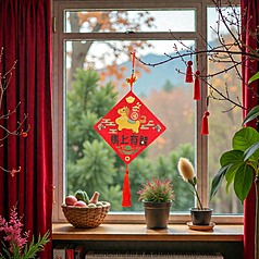 Fensterschmuck für "Glück und Wohlstand im neuen Jahr des Pferdes" (Foto: Dadaocheng Creative District Development Association, CNA) 