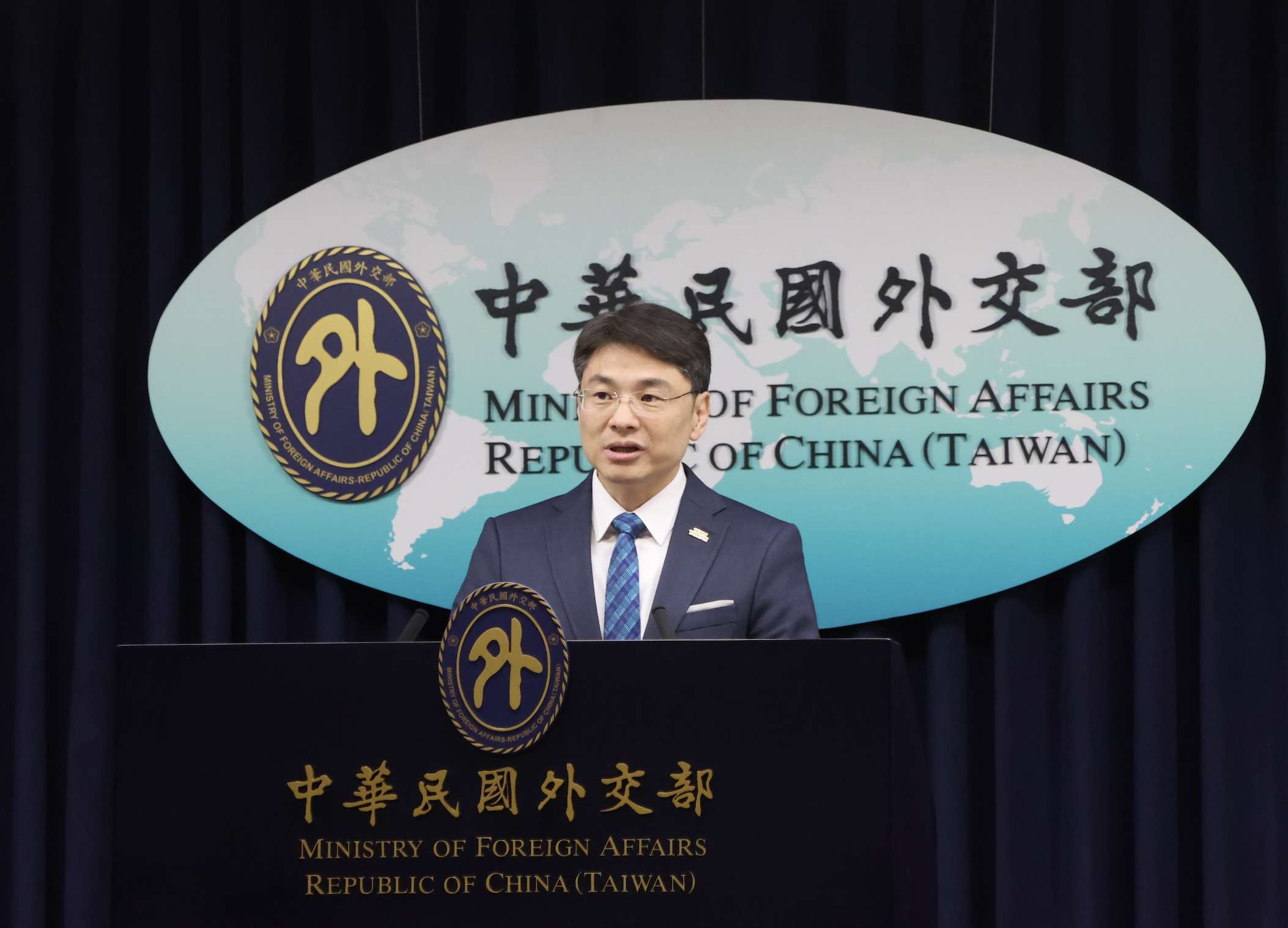 Der Sprecher des Außenministeriums, Hsiao Kuang-wei, am Dienstag, dem 14. April, in Taipeh. (Foto: CNA)