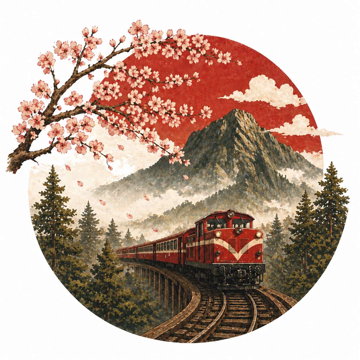 Die Alishan-Waldbahn wurde unter japanischer Herrschaft gebaut - und hat auch das Leben der Indigenen vor Ort beeinflusst. (Quelle: KI-generiert)