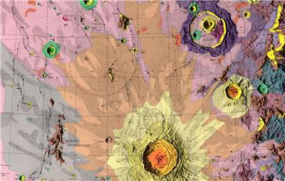 Ausschnitt aus der geologischen Karte des Mondes (Cassini Quadrangle). Quelle: US Geological Survey (USGS), nach Page (1970).