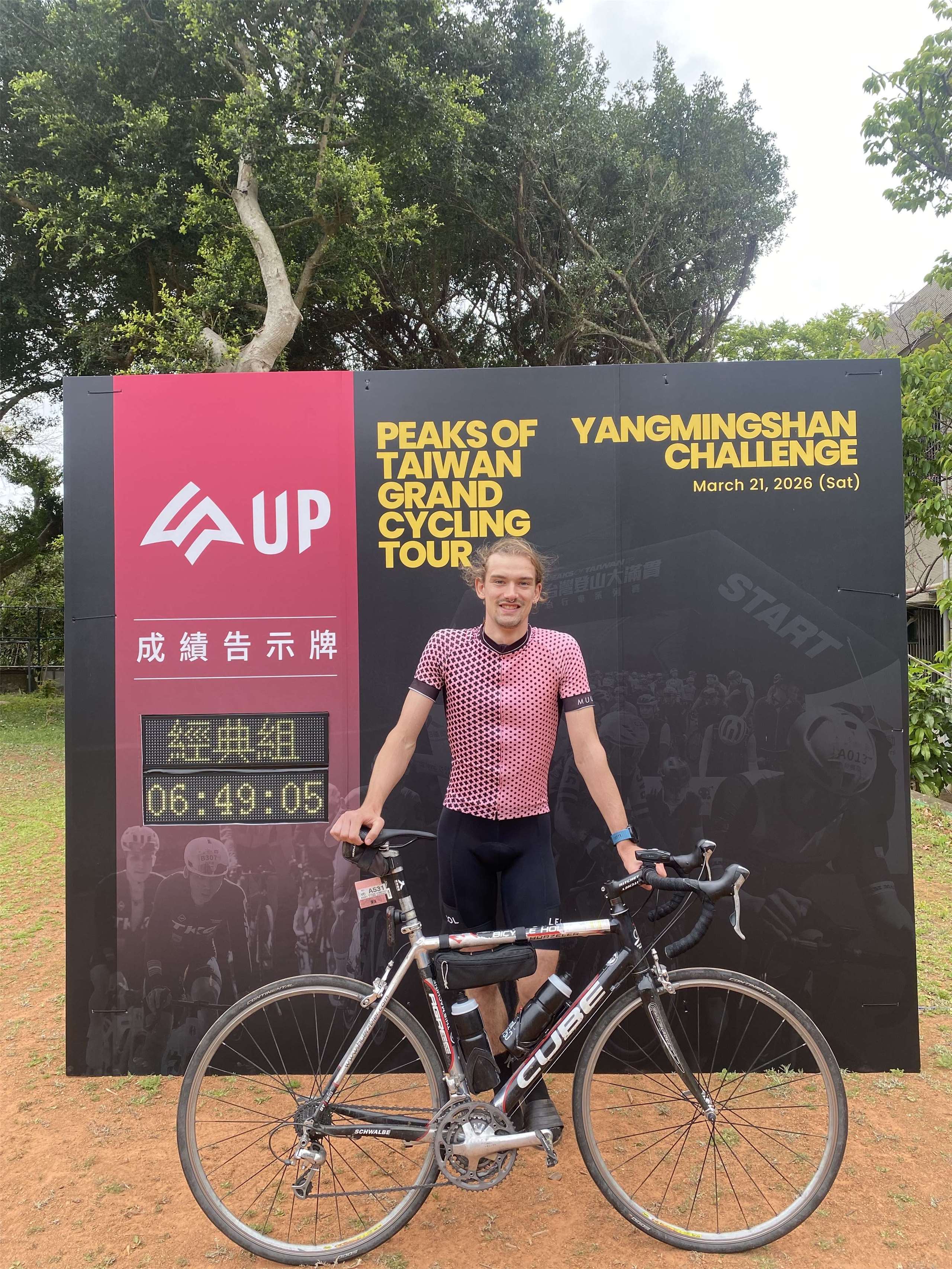 Felix nach Beendigung des Yangmingshan-Rennens, Teil des Peaks of Taiwan Grand Cycling Tour (Foto: Felix)