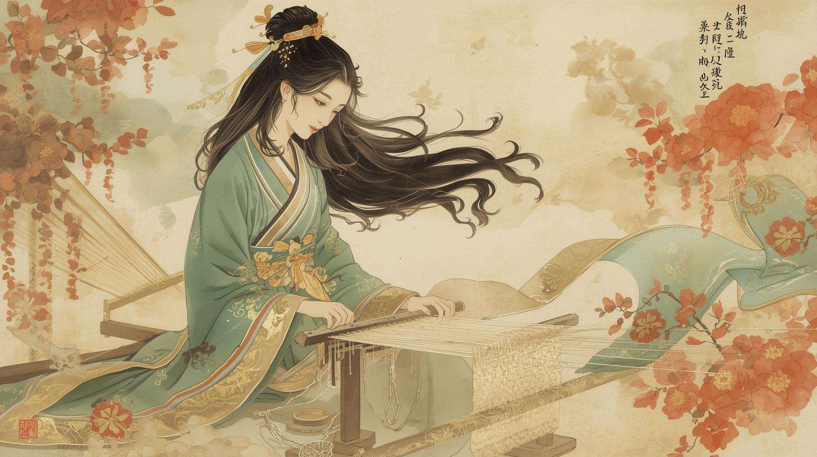 QIxi Festival: Zhinü webt Kleidung für die Himmelsgötter (Bild: Canva AI)