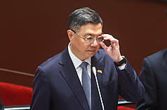 Premier Cho Jung-tai during an interview in the Legislature. (Photo: CNA)