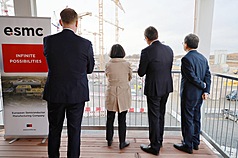 Former President Tsai Ing-wen visited the European Semiconductor Manufacturing Company (ESMC) in Dresden on Tuesday. (Photo: Provided by Tsai Ing-wen's office/ CNA) 