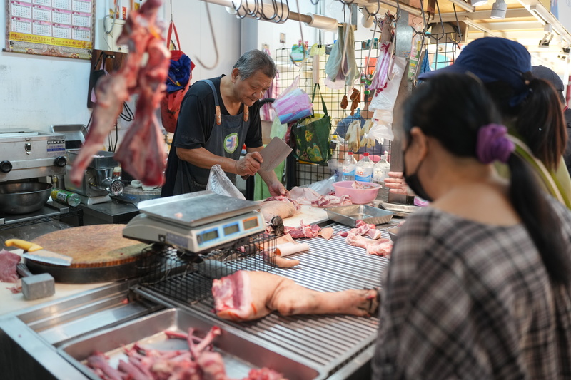 A stand that sells pork in the market. (Photo: CNA)