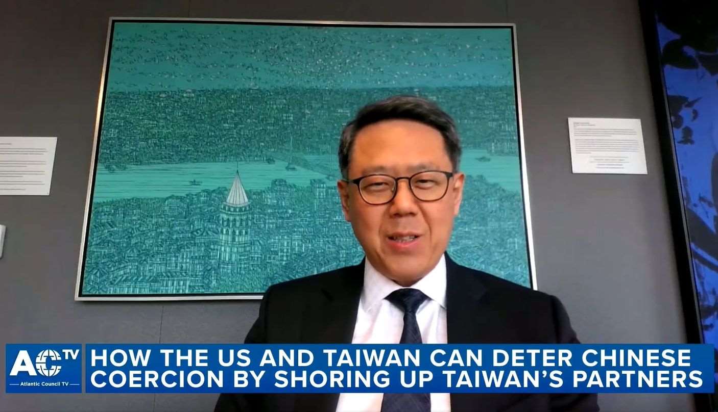 Deputy Representative of the Taipei Economic and Cultural Representative Office (TECRO) in the U.S. Johnson Chiang (姜森) commends Taiwan’s diplomatic allies  (Photo: AtlanticCouncil)