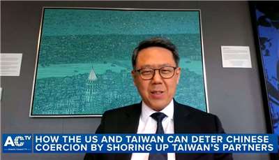 Deputy Representative of the Taipei Economic and Cultural Representative Office (TECRO) in the U.S. Johnson Chiang (姜森) commends Taiwan’s diplomatic allies  (Photo: AtlanticCouncil)