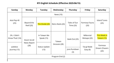 July's program schedule. 