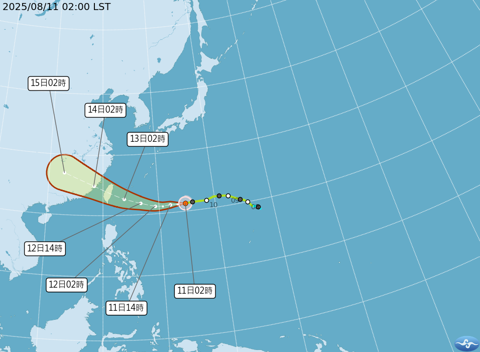 Typhoon Podul intensifying and possibly making landfall on Tuesday morning (Photo: Central Weather Administration)
