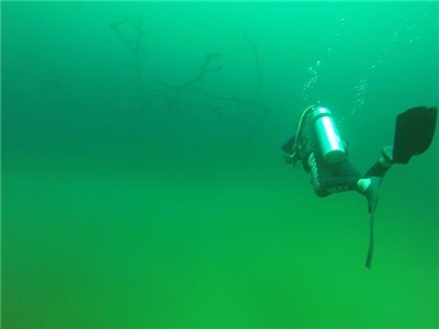 Diving the mysterious waters of Laguna Dudu in the Dominican Republic! (Photo: Herel Hughes)