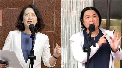DPP Secretary-General Rosalia Wu and KMT legislator Chen Yu-jen . (Photo: CNA)