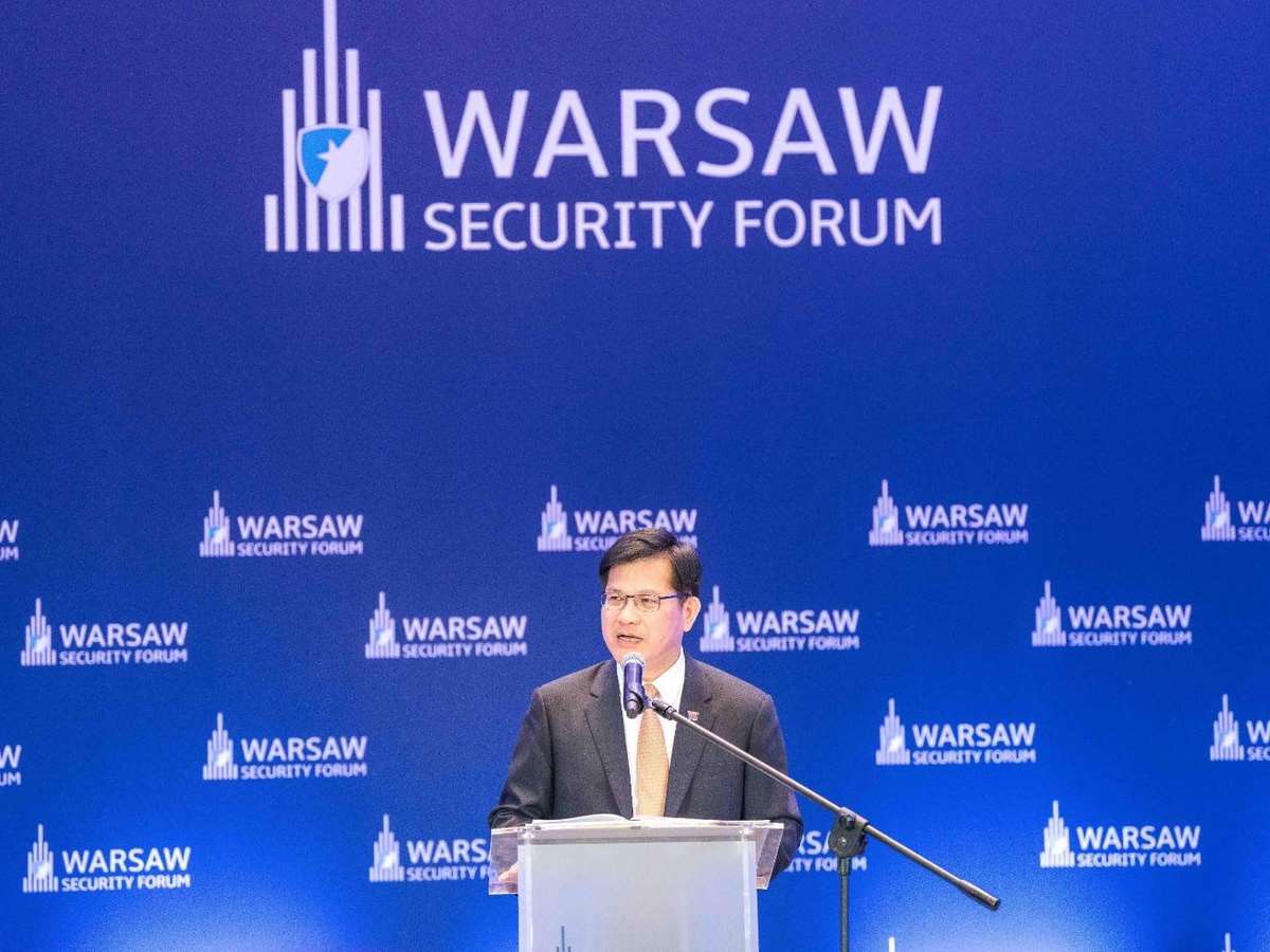 Foreign Minister Lin Chia-lung  delivered a speech at the 12th Warsaw Security Forum. (Photo: MOFA)