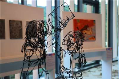 Artwork is displayed at a Made In Taiwan young artists program press conference in Taipei on October 6, 2026. (Rti Photo/James Thompson)