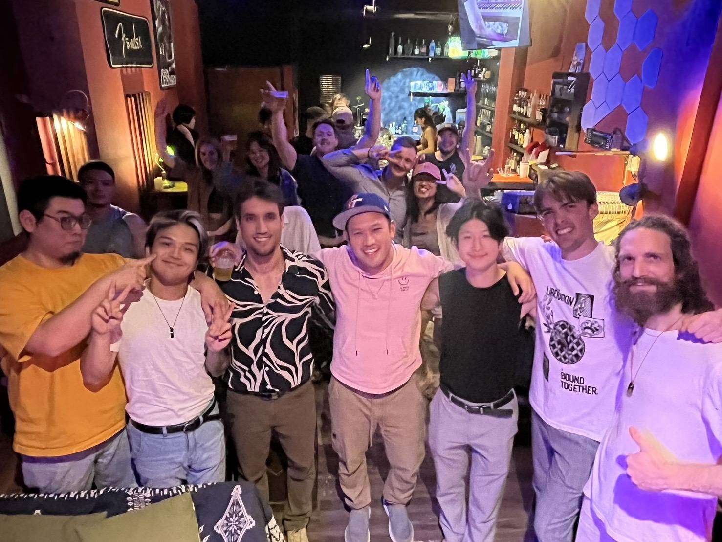 Max (middle) and his bandmates after their performance. (Photo: Provided by Max)