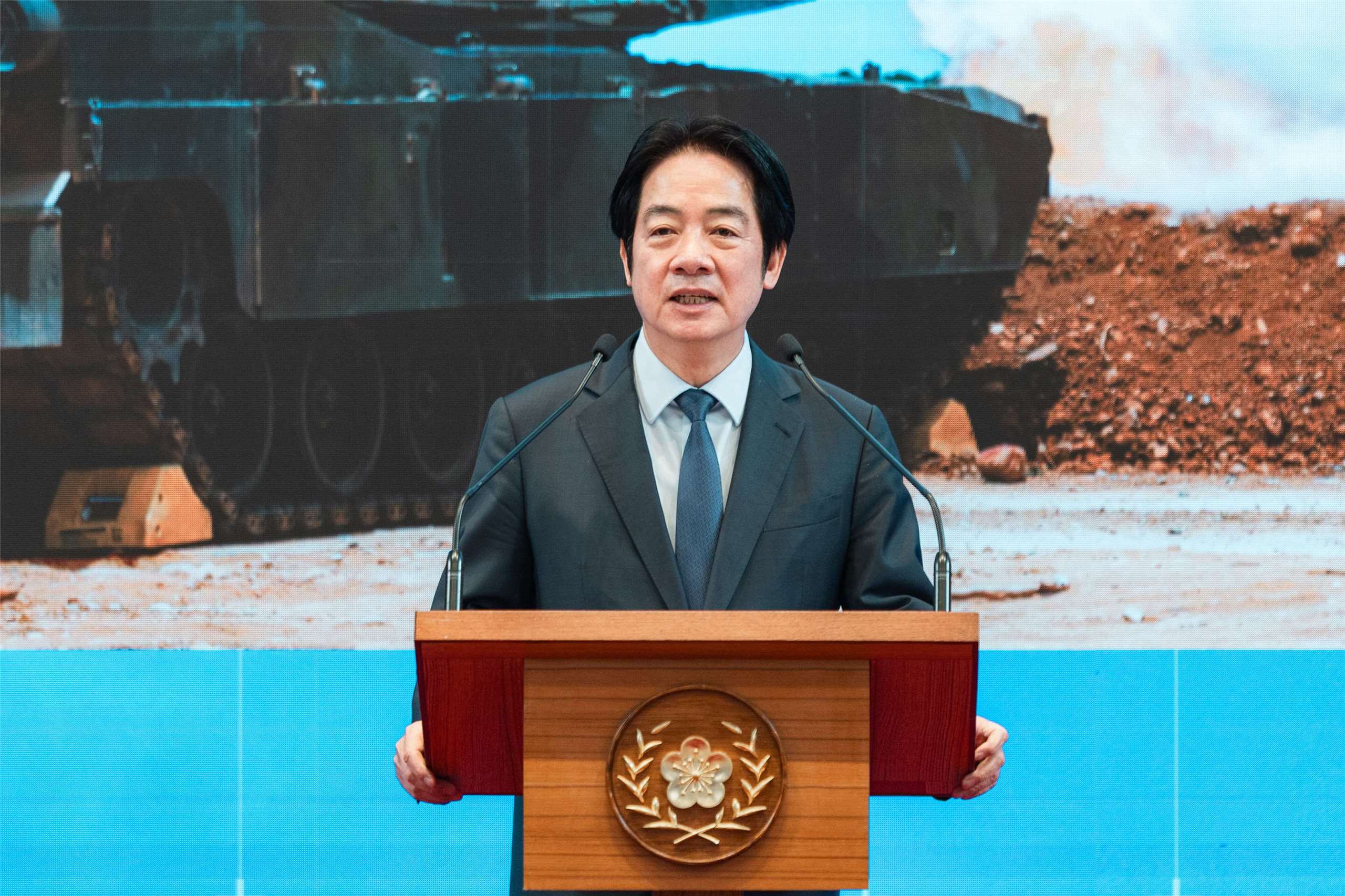 President Lai Ching-te hosted a press conference on Wednesday about national security and the defense budget. (Photo: Presidential Office)