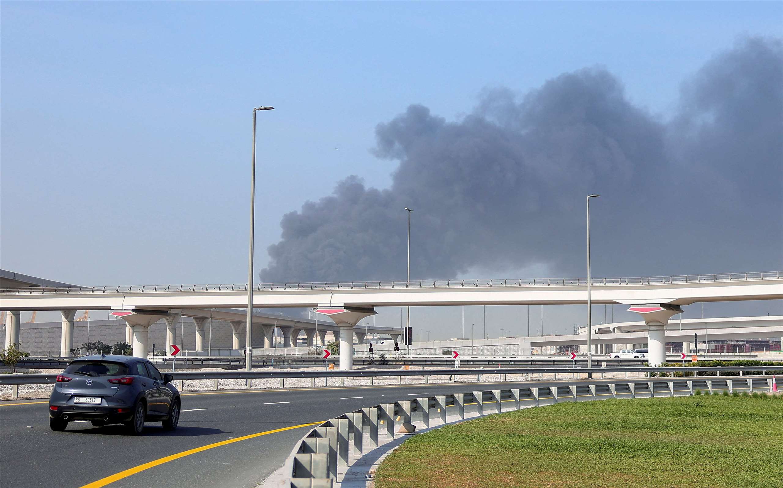 Black smoke over Dubai’s Jebel Ali Port. (Photo: Reuters)