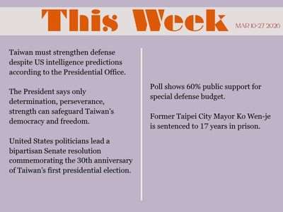 This week in Taiwan for March 28, 2026. 