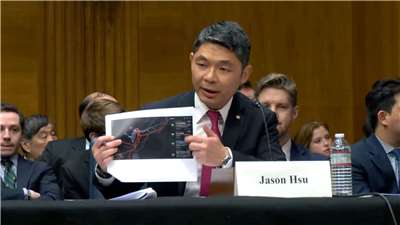 Former KMT legislator and current Washington-based think tank researcher Jason Hsu testifying before U.S. Congress. (Photo via Facebook)