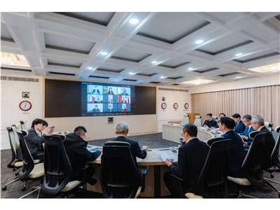 Foreign Minister Lin Chia-lung held a video conference on the Middle East situation response with heads of missions and offices in the region on Friday, March 12. (Photo via the Foreign Ministry)