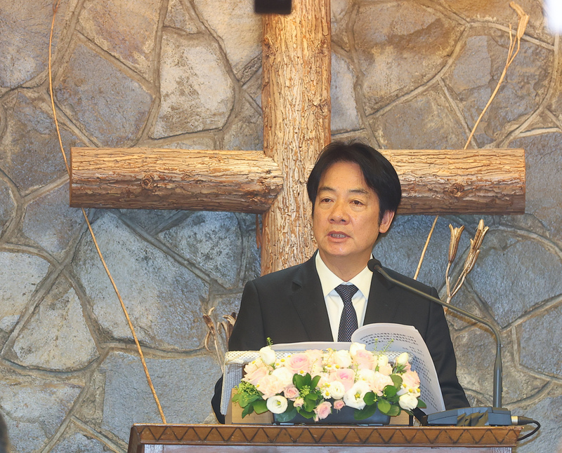President Lai Ching-te speaks at the plaque unveiling ceremony this Sunday, April 5, 2026. (Photo: CNA)