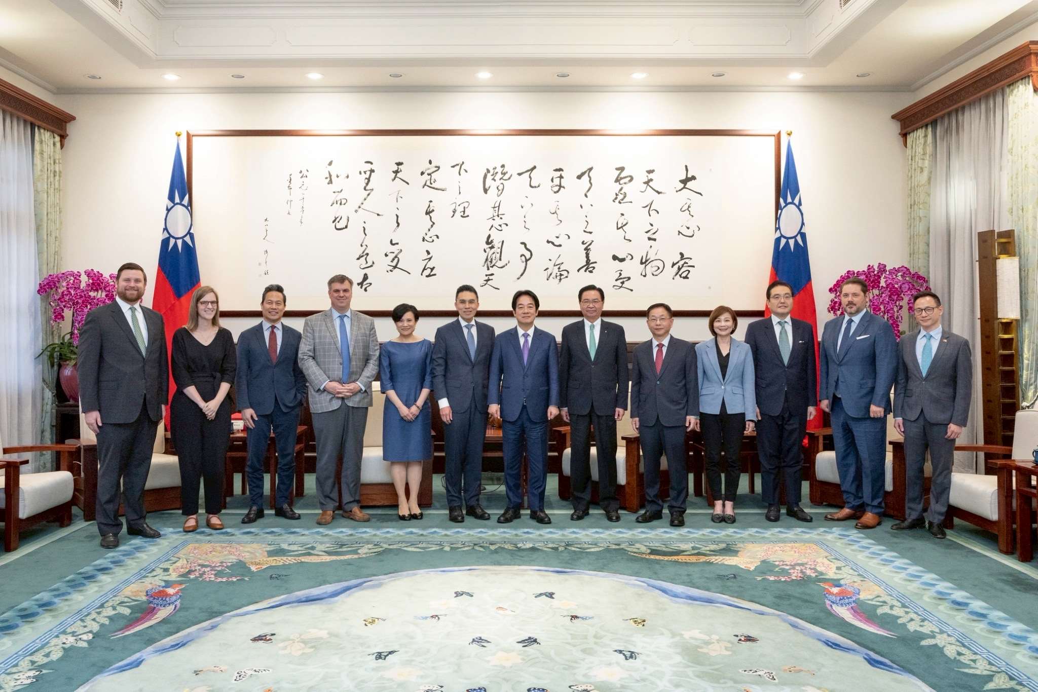 President Lai Ching-te met with a media delegation from the Global Taiwan Institute (GTI) on Tuesday. (Photo via the Presidential Office)