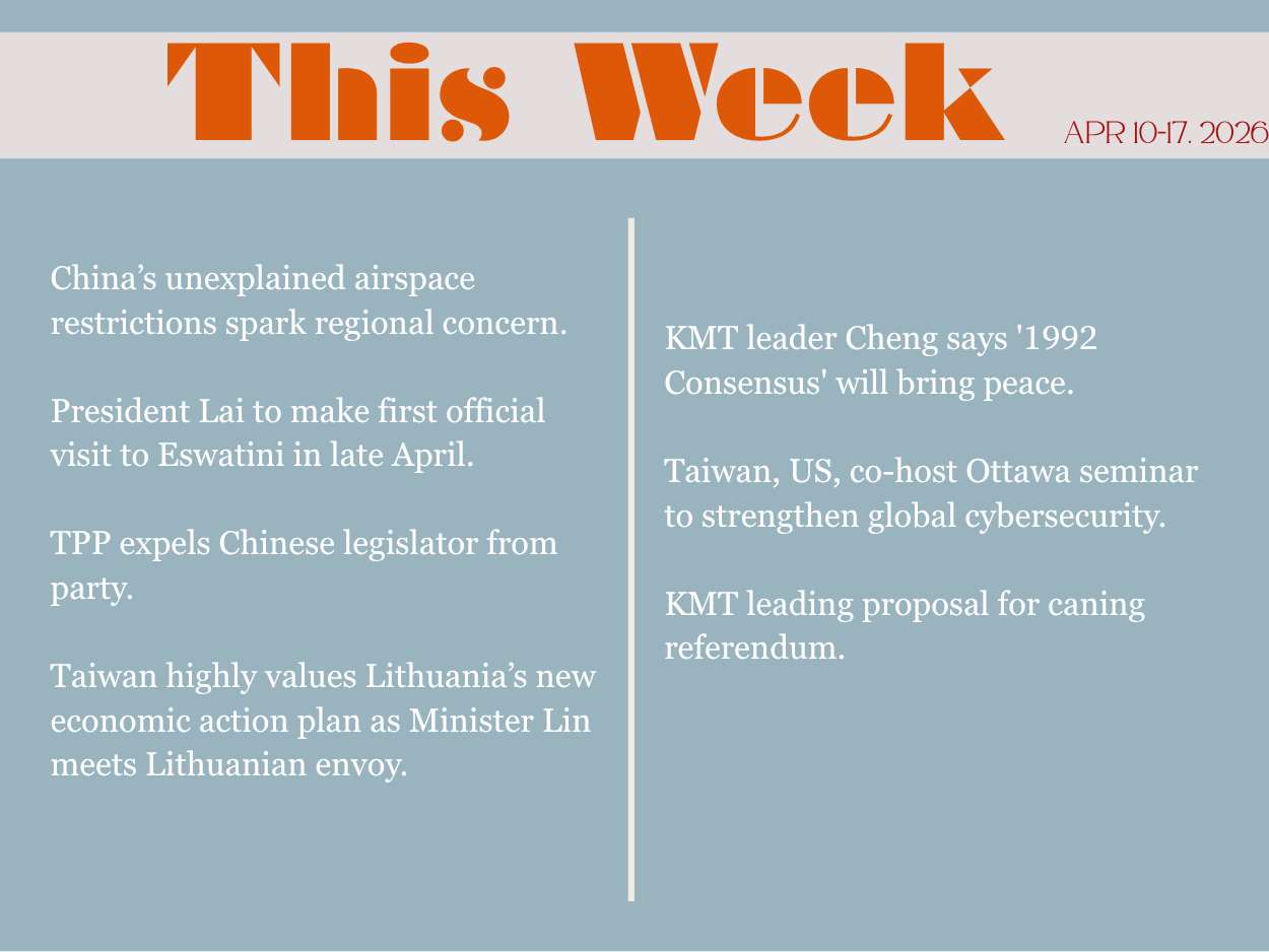 This Week in Taiwan for 18 April, 2026. 