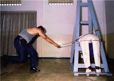 Staff at a Singaporean prison where caning is carried out. (Photo: Reuters/AFP)