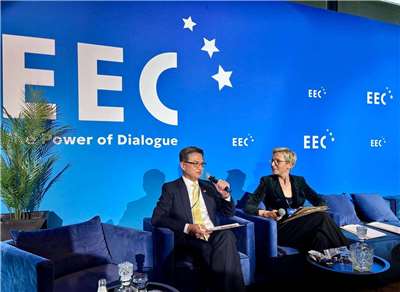 Taiwan's envoy to Poland Jeff Liu at the 18th European Economic Congress on April 22. (Photo: Taipei Representative Office in Poland/Facebook)