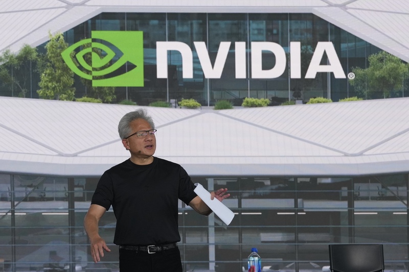 Nvidia CEO Jensen Huang held an employee event on Wednesday at the planned site of its new headquarters in Taipei. (Photo: CNA)