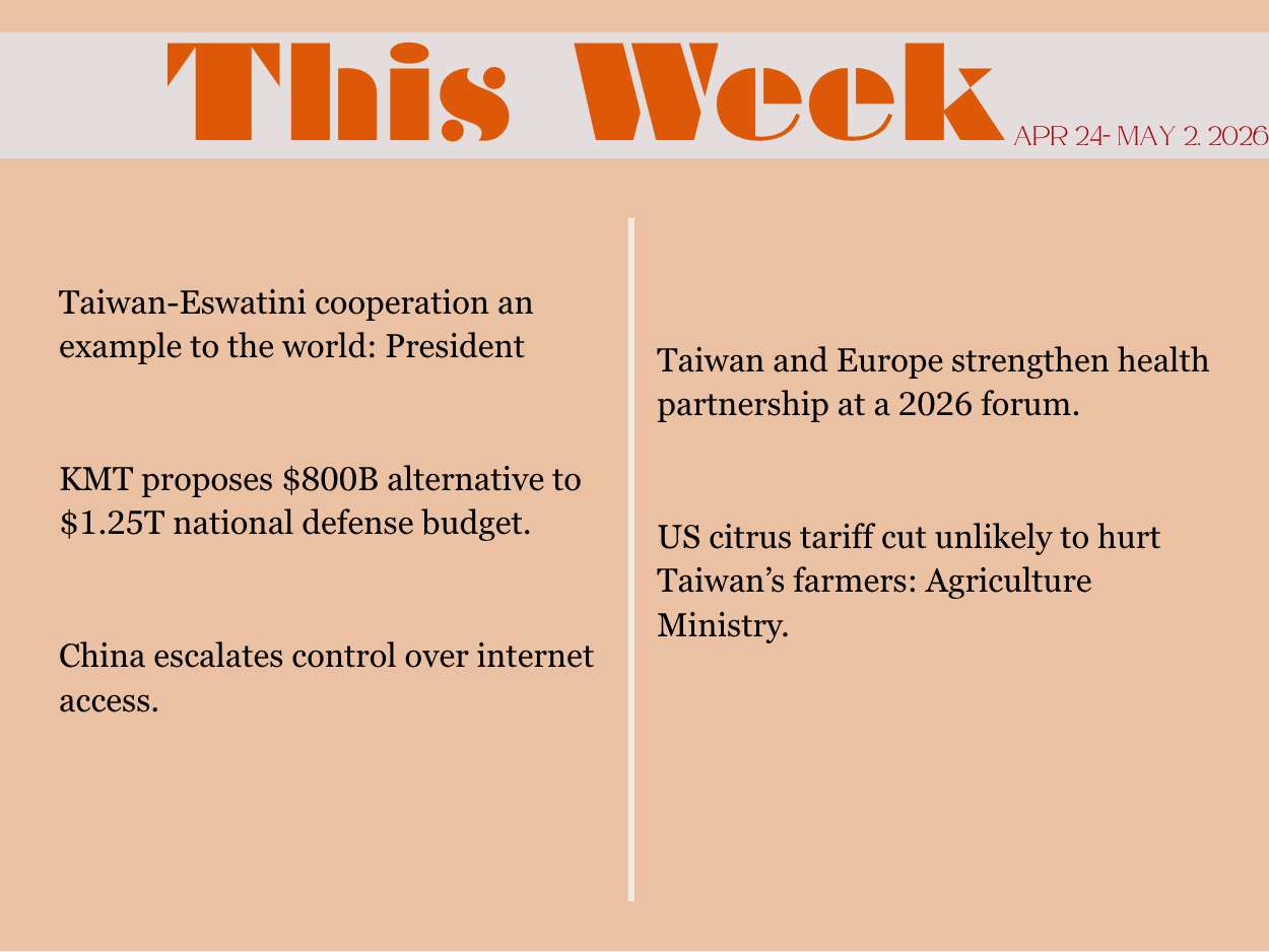 This Week in Taiwan for 2 May, 2026. 
