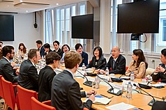 Legislative speaker Han Kuo-yu during a meeting at the French Institute of International Relations. (Photo: CNA)
