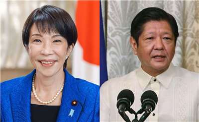 Japanese Prime Minister Sanae Takaichi (left) and Philippine President Ferdinand Romualdez Marcos Jr (right). (Photo: AP/CNA)