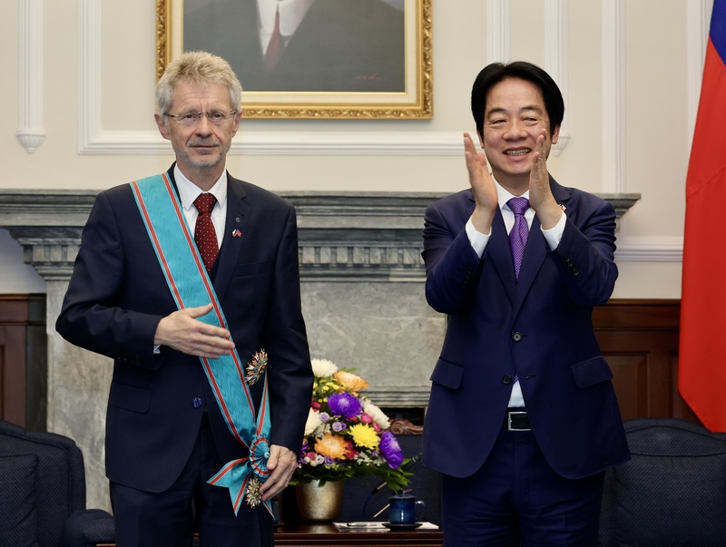 President Lai Ching-te (right) and Czech Senate President Miloš Vystrčil on June 2. (Photo: CNA)