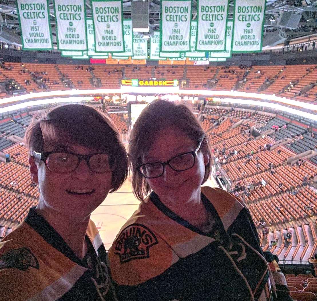 Today's guest Emily (left) and her mom (right), from a time long-past, at a real and only slightly-less sexy hocky game. (Photo: Emily)