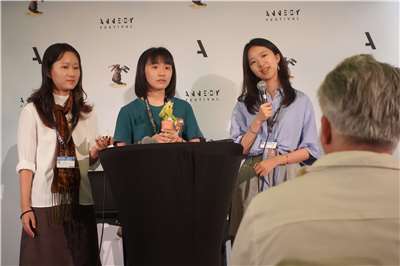 The crew of “Hwa’s Going On” responded to questions raised by international judges. (Photo: Wanson Wang/Rti)