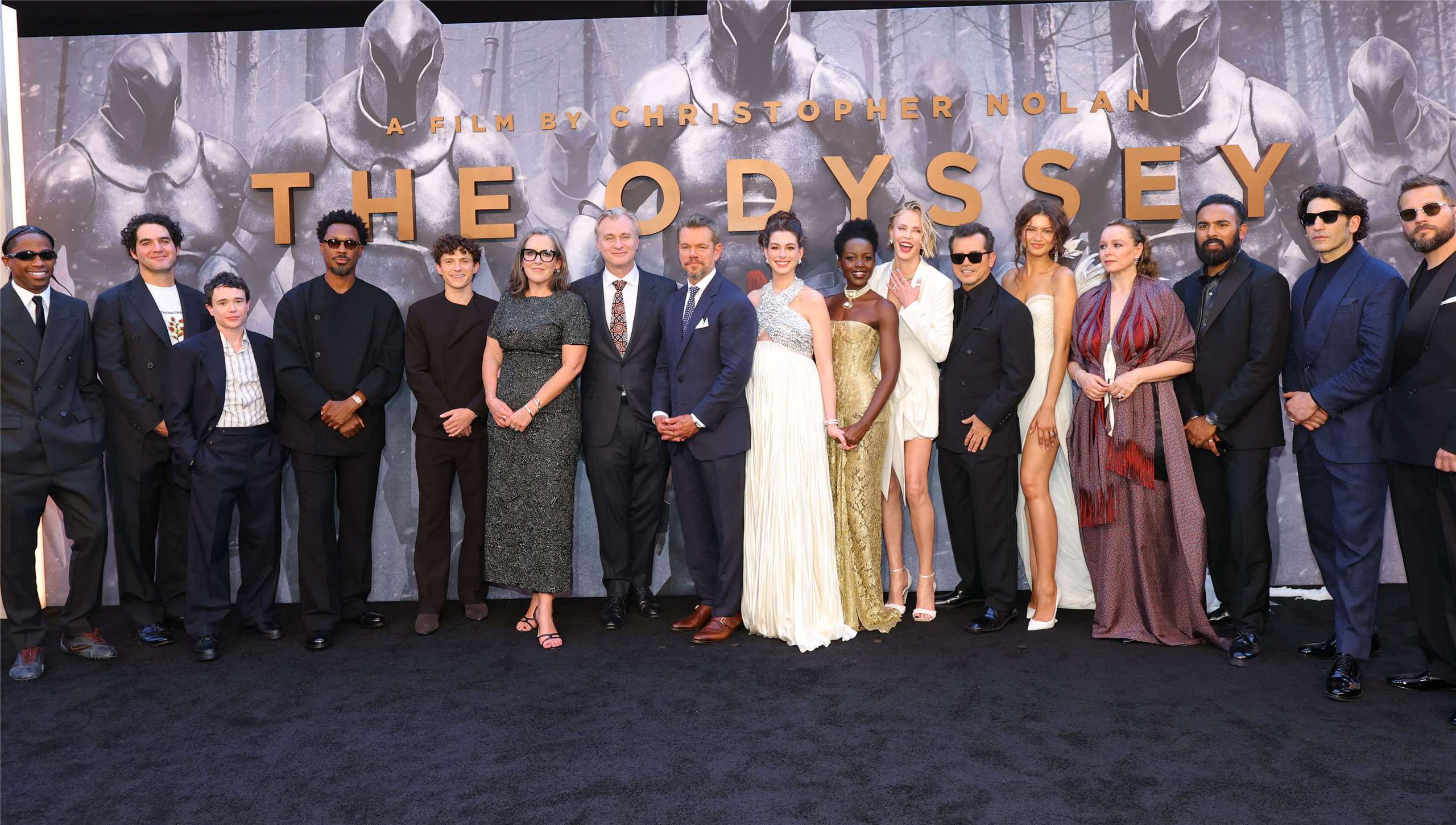 The cast of The Odyssey in New York on July 14. (Photo: AFP)