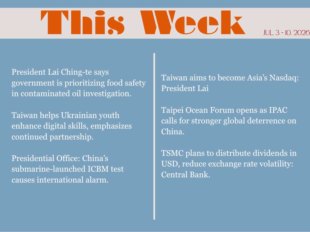 This Week in Taiwan for July 12, 2026.