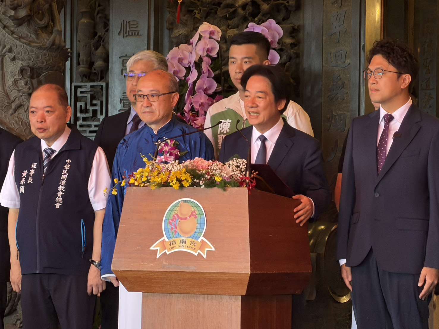Speaking at the Zhinan Temple in Taipei, President Lai Ching-te expressed sympathy to residents affected by the floods caused by Typhoon Mekkhala. (Photo: Rti)